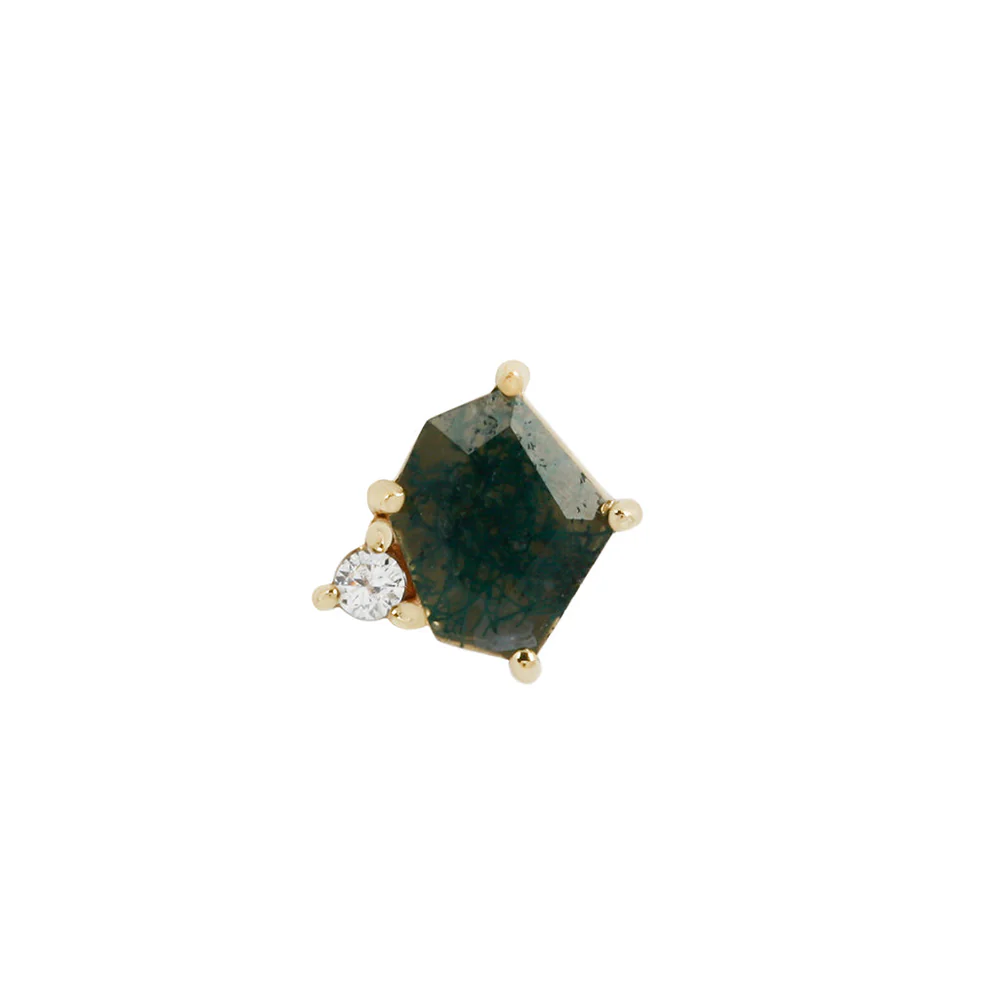 Elicit - Moss Agate + CZ - Threadless End