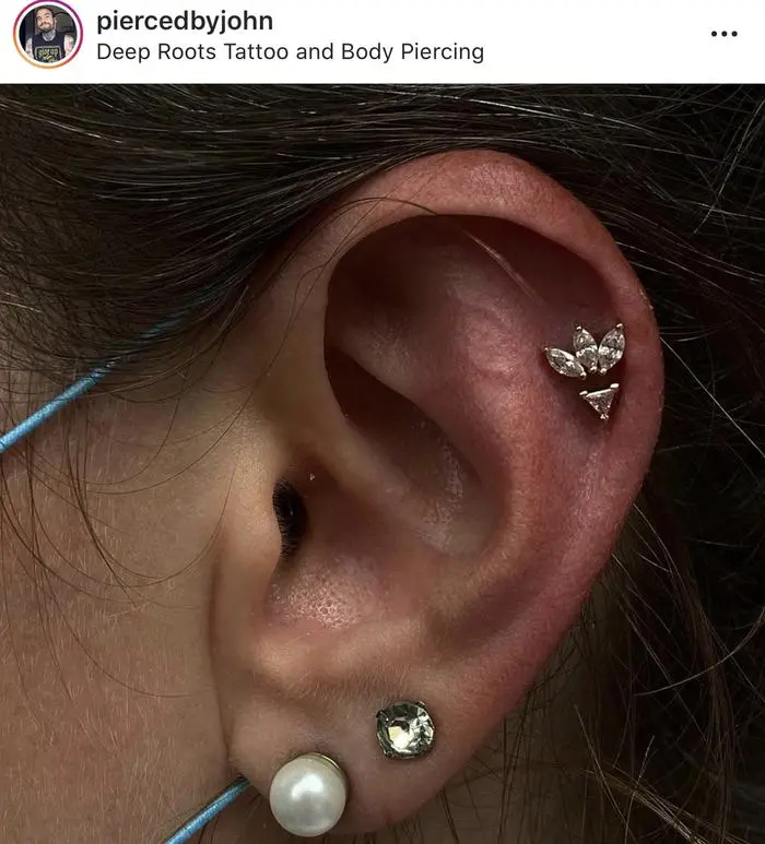 Trillion Swarovski CZ - Threadless End