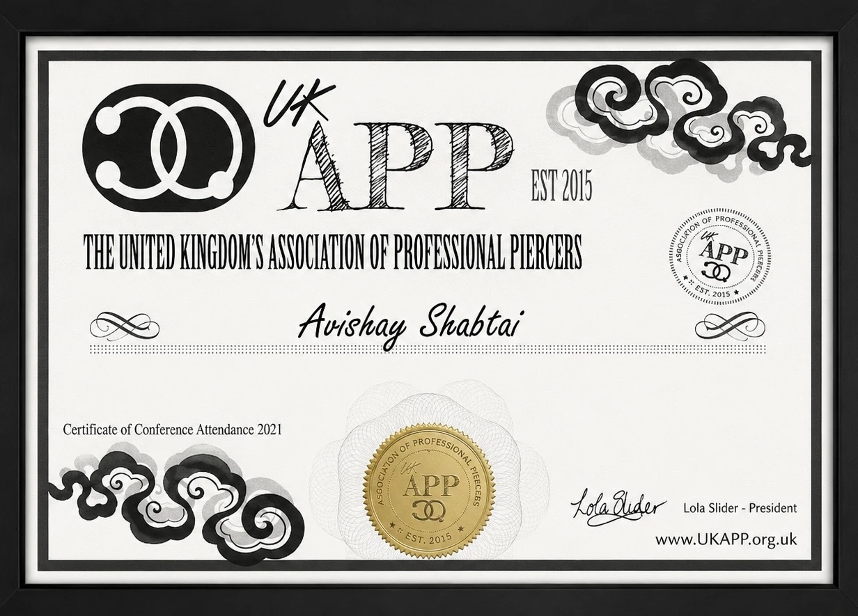 Professional piercing certification - Avishay Shabtai