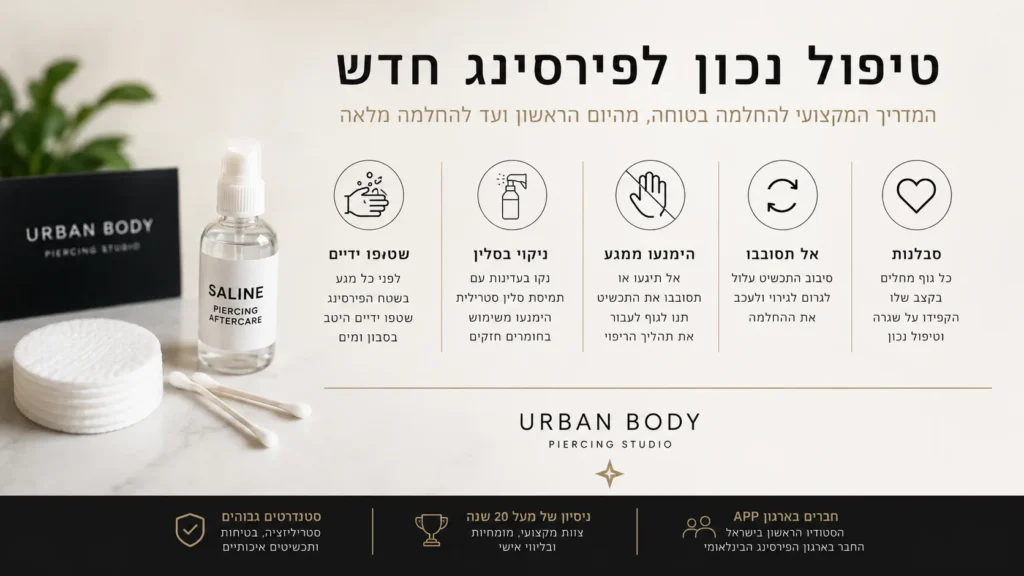 מדריך לטיפול נכון בפירסינג חדש – הוראות החלמה בטוחה | URBAN BODY תל אביב